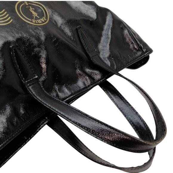 YVES SAINT LAURENT RIVE GAUNCH BLACK PATTON LEATHER TOTE EUC - Picture 5 of 10